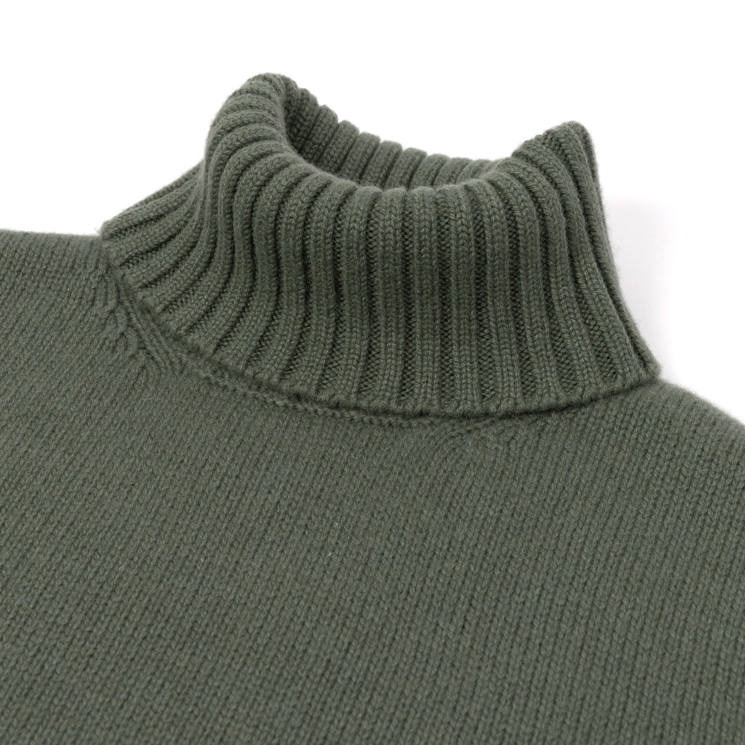 Exclusively for Michael Jondral: Olive Green Turtleneck Sweater made from Scottish 4-Ply Cashmere on